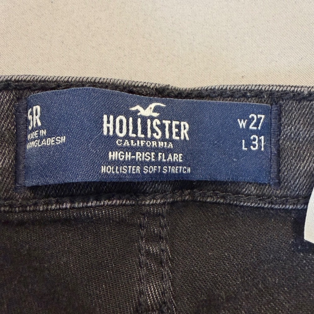 Hollister High Rise Flare Jeans Washed Black 5R 27x31 Y2K 90s Grunge Indie Boho - Picture 2 of 8